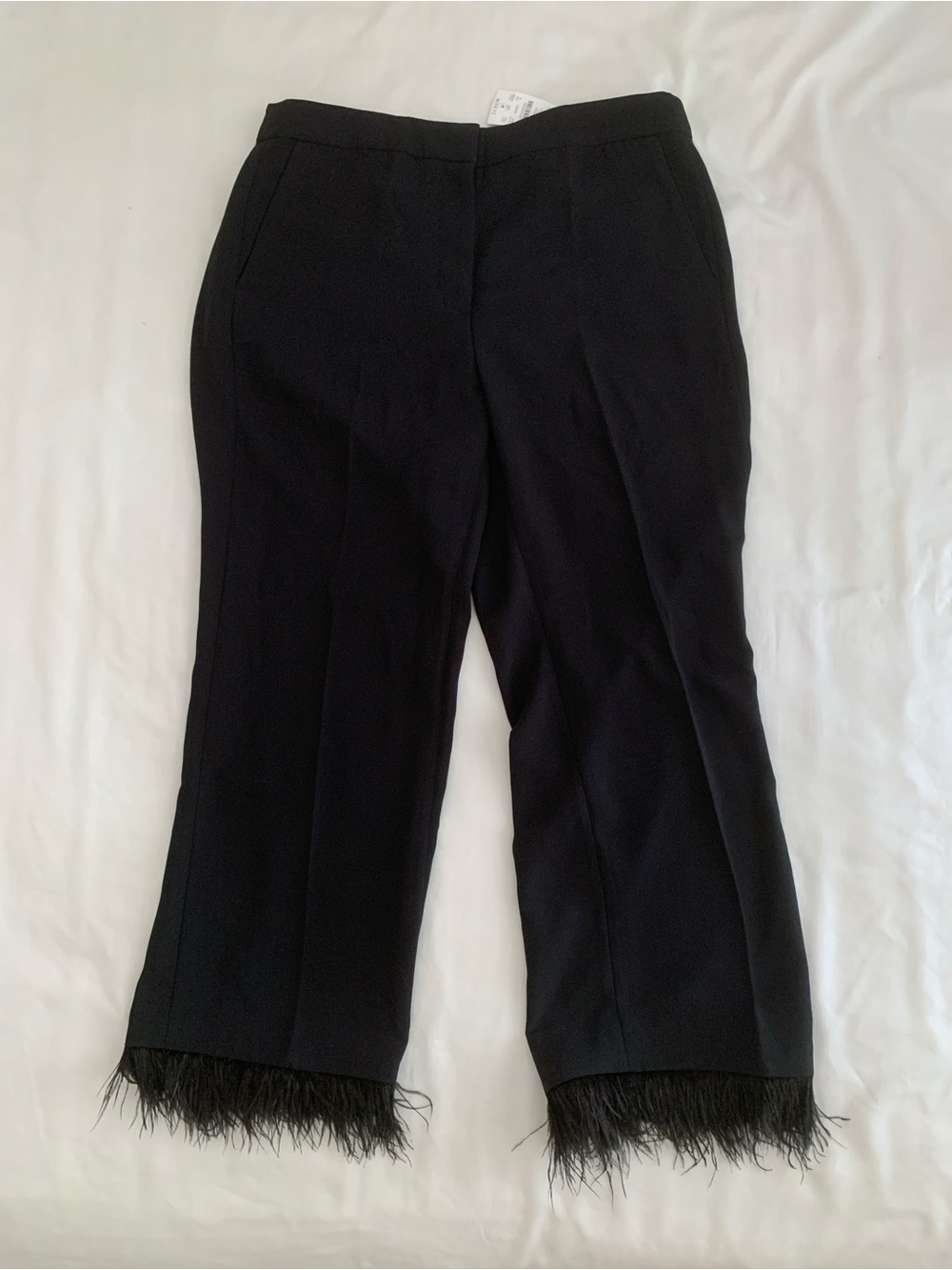 NWT J.Crew Black Feather Hem Cropped Pants Size 10 Style CD585